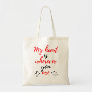 Tote Bag Mon Coeur Est Là Où Vous Êtes Noir