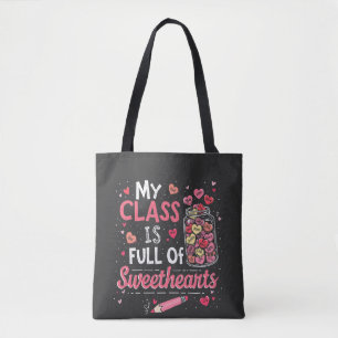 Tote Bag Mon cours est plein de coeur Enseignant Valentine