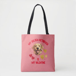 Tote Bag Mon Golden Retriever est ma Saint Valentin