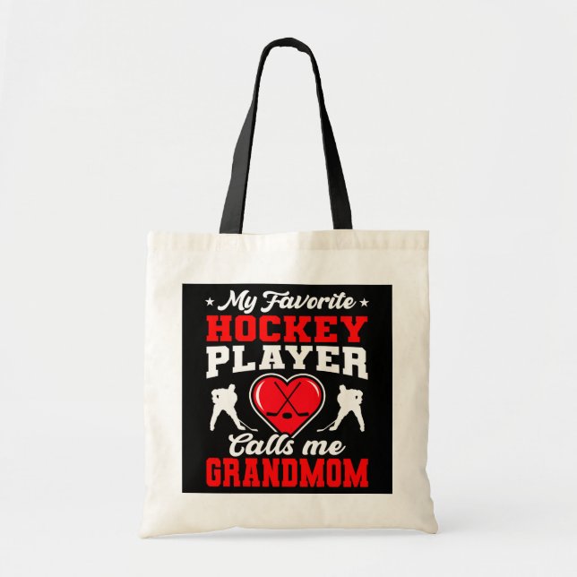 Tote Bag Mon Joueur De Hockey Favori M'Appelle Grand-Mère (Devant)