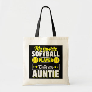 Tote Bag Mon Joueur De Softball Favori M'Appelle Tante