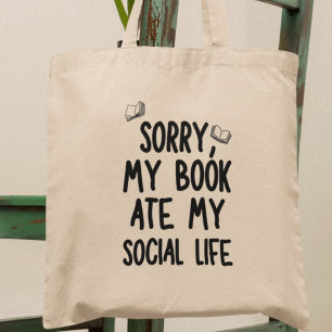 Tote Bag Mon livre a mangé ma vie sociale Livre amusant Bib