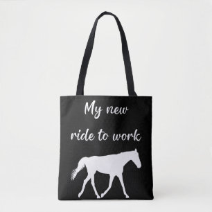 Tote Bag Mon nouveau voyage au travail en cheval drôle