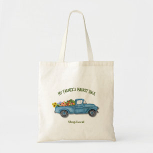 Tote Bag Mon panier du marché des agriculteurs camion bleu