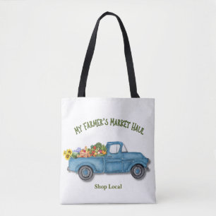 Tote Bag Mon panier du marché des agriculteurs camion bleu