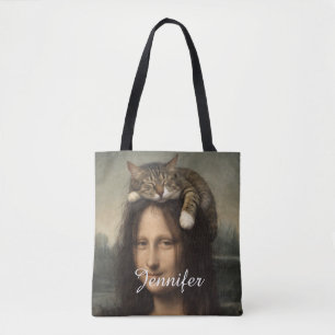 Tote Bag Mona Lisa avec chat endormi