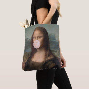 Tote Bag Mona Lisa Blown Pink Buble gomme