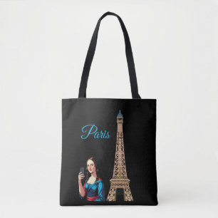 TOTE BAG MONA LISA PRENANT UN SELFIE SURREALISTE PARIS