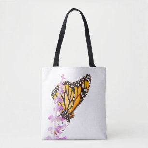 Tote Bag Monarque perché sur la lavande