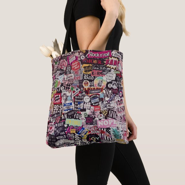 Tote Bag Monde coloré de stickers (De près)