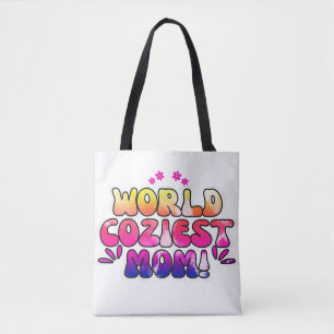 Tote Bag Monde Coziest Maman - Coloré Floral Retro