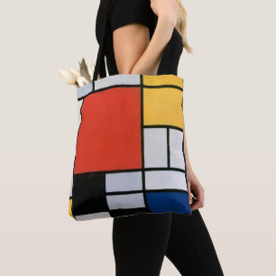 Tote Bag Mondrial Composition Rouge Jaune Bleu Noir