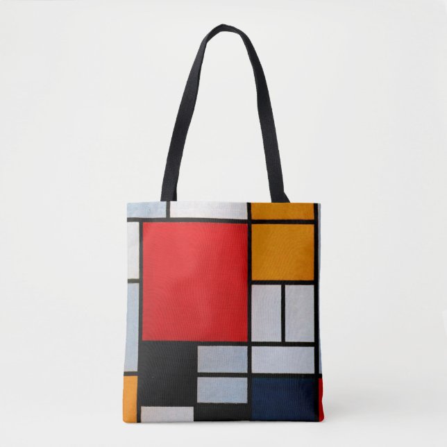 Tote Bag Mondrian - Composition avec grand plan rouge (Devant)