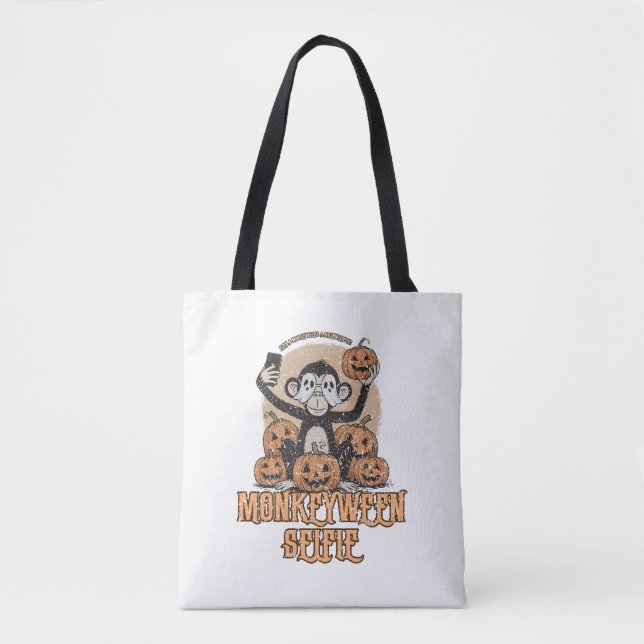 Tote Bag Monkeyween Selfie - Vintage Halloween (Devant)