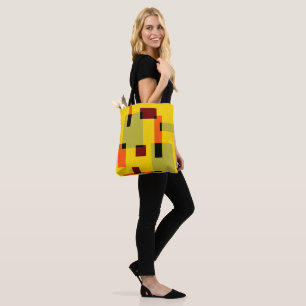 Tote Bag Monnaie d'abstraction géométrique Orange noir roug