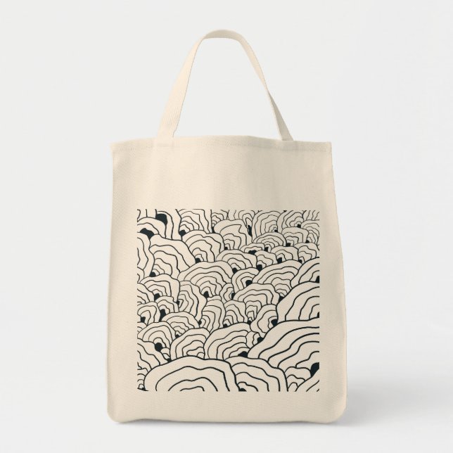 Tote Bag Monochrome Wave Pattern,  Modern Abstract Line Art (Devant)