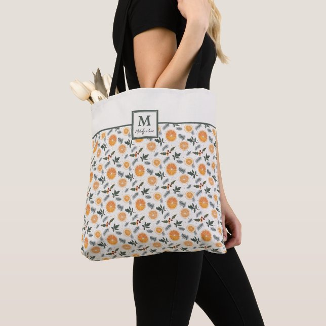 Tote Bag Monogram Citrus Hygge Christmas Fourre-tout (De près)