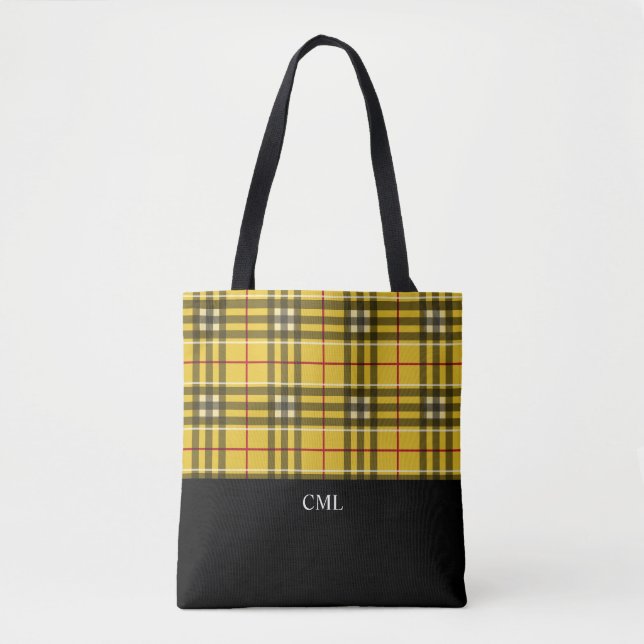 Tote Bag Monogram Clan MacLeod Plaid noir et jaune (Devant)