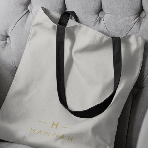 Tote Bag Monogram or gray   Minimaliste Elegant Moderne