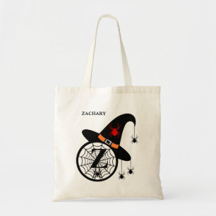 Tote Bag Monogram Z Halloween sorcières araignées Votre nom