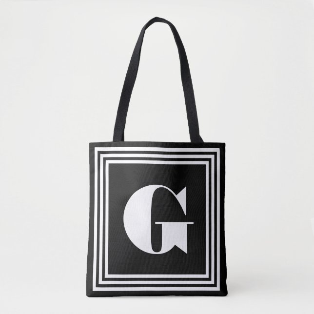 Tote Bag Monogramme 3 trames en gras | Noir et blanc (Devant)