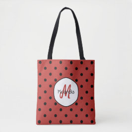 Tote Bag Monogramme à pois rouges