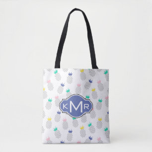 Tote Bag Monogramme abstrait des ananas  