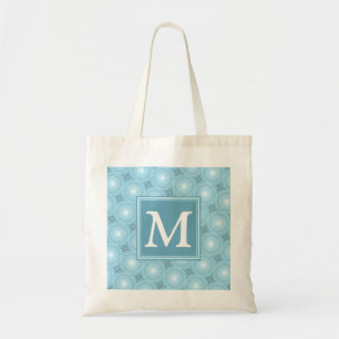 Tote Bag Monogramme ange bleu cercles motif