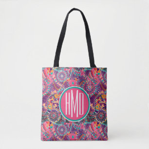 Tote Bag Monogramme animal du motif   de style ethnique