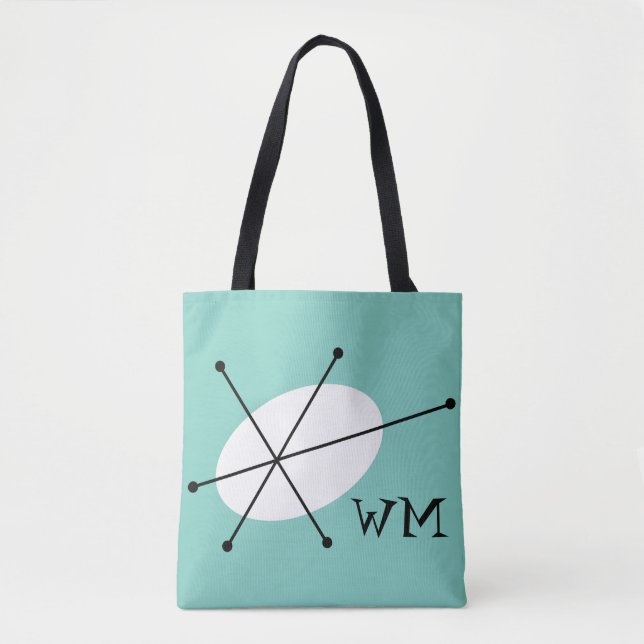Tote Bag Monogramme bleu éblouissant partout sur fourre-tou (Devant)