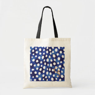 Tote Bag Monogramme bleu et blanc chic d'impression de