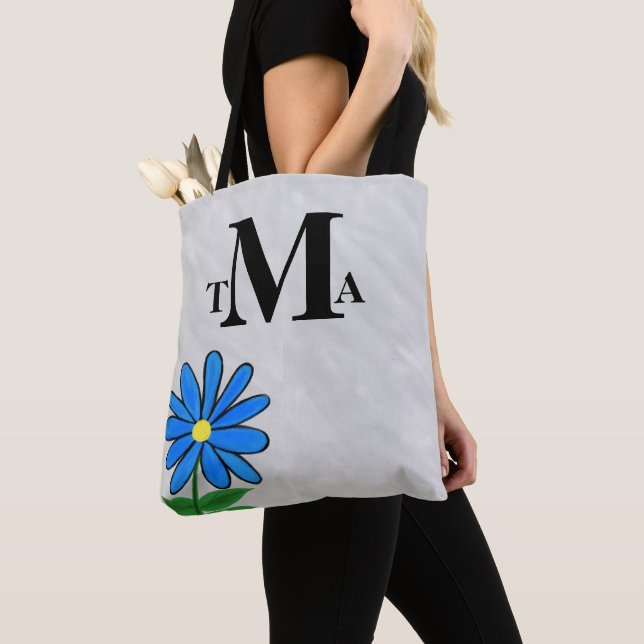 Tote Bag Monogramme Blue Daisy (De près)
