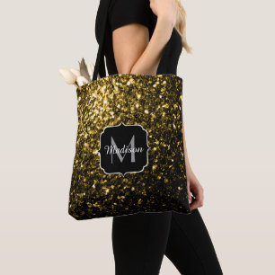 Tote Bag Monogramme brillant or foncé parties scintillant b