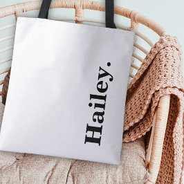 Tote Bag Monogramme Classic Élégant Minimal Nom noir