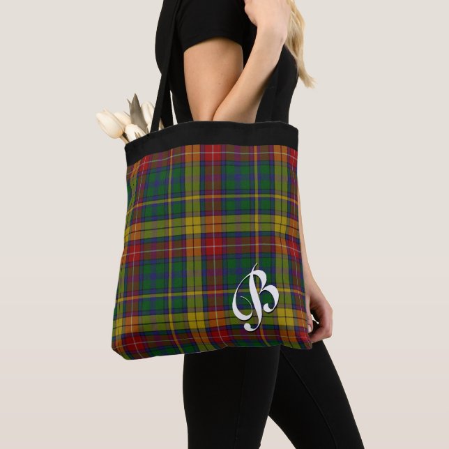 Tote Bag Monogramme classique de Buchanan Plaid (De près)