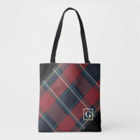 Monogramme classique en carton rouge, bleu et noir