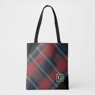 Tote Bag Monogramme classique en carton rouge, bleu et noir