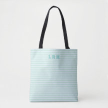 Monogramme Classique Rayé Bleu Menthe Initiales