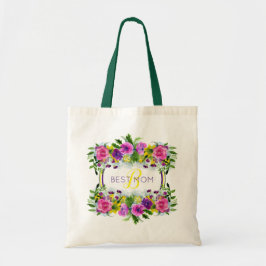 Tote Bag Monogramme d’aquarelle du dimanche de la fête des 