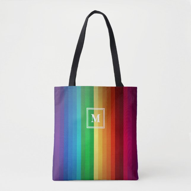 Tote Bag Monogramme d'arc-en-ciel (Devant)