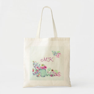 Tote Bag Monogramme de cactus et succulents