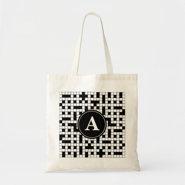 Tote Bag Monogramme de casse-tête de mot croisé (Devant)