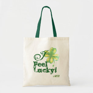 Tote Bag Monogramme de femme, je me sens chanceuse, Shamroc