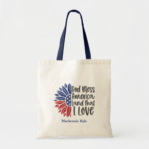 Tote Bag Monogramme de la citation de tournesol du drapeau 