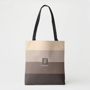 Tote Bag Monogramme de la palette de couleurs Mocha Latte