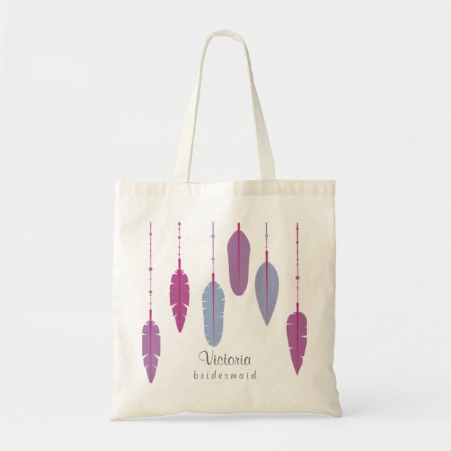 Tote Bag Monogramme de la plume violette de saumure de la s (Devant)