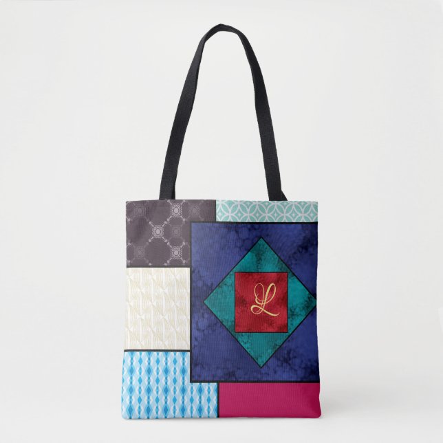 Tote Bag Monogramme de la surface composée en patchwork (Devant)