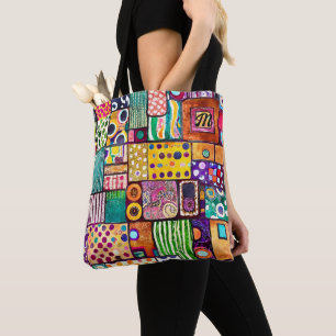 Tote Bag Monogramme de Motif de Patchwork Abstrait moderne