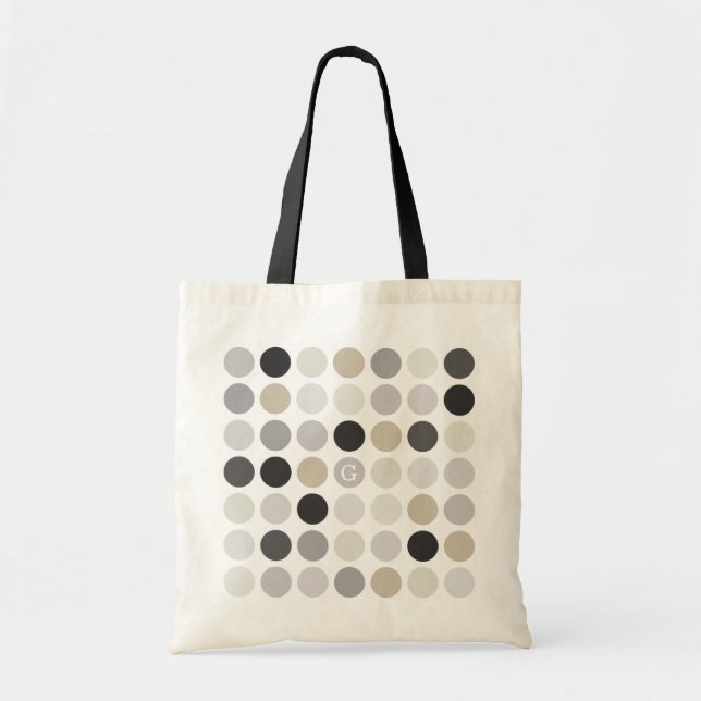 Tote Bag monogramme de motif noir pois (Devant)