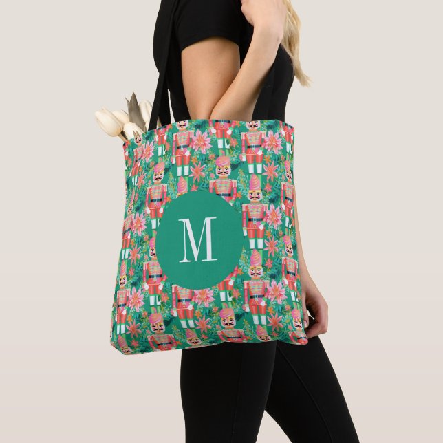 Tote Bag Monogramme de noisette de Noël preppy (De près)